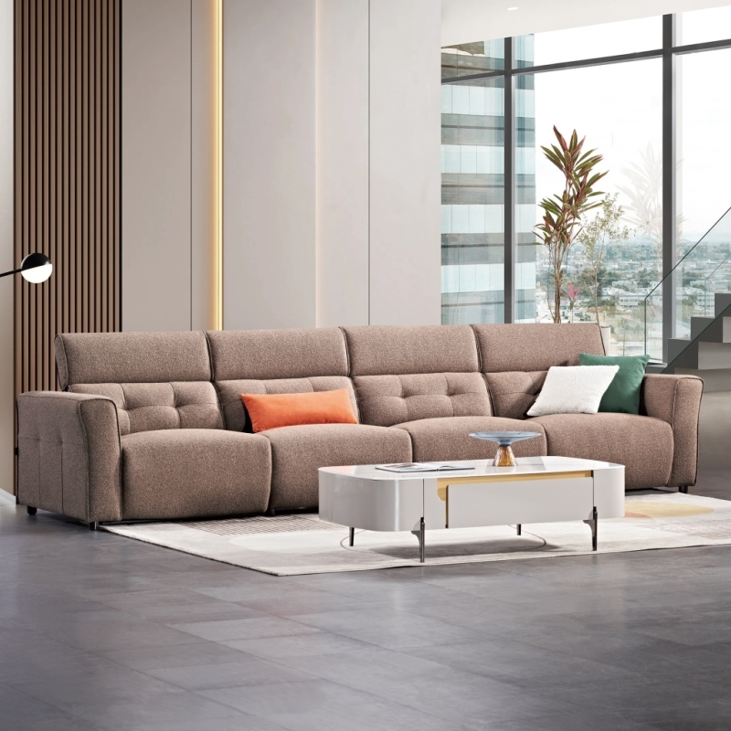 Luxury Italian style Living room furniture sectional fabric power Reclinable sofa