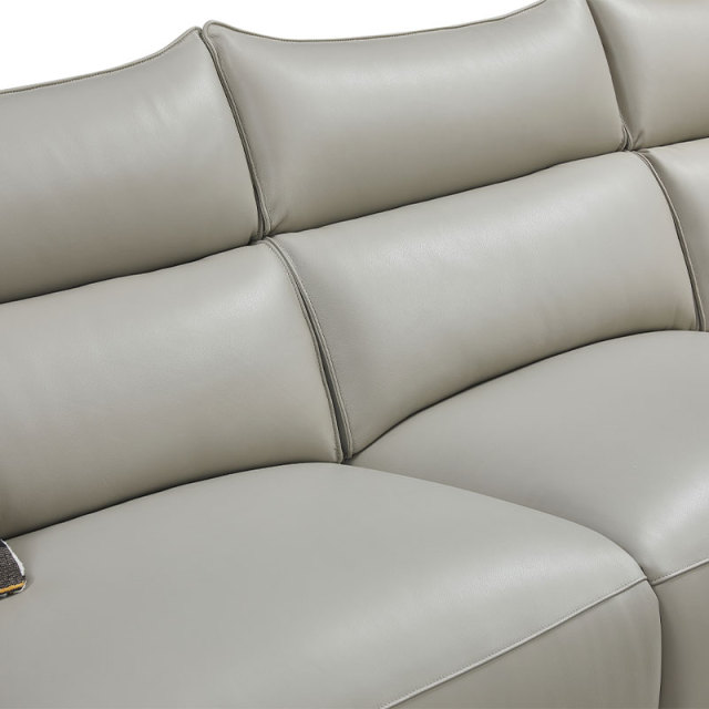 Luxury Genuine Italian design Full Leather power Recliner Living room villa furniture Lshape Modern sectional sofa