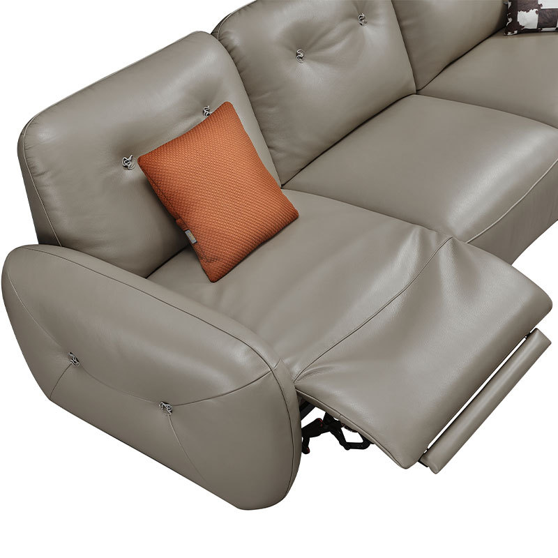 Luxury Genuine Italian design Full Leather power Recliner Living room villa furniture Lshape Modern sectional sofa