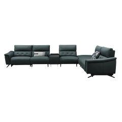 Luxury Genuine Italian design Full Leather power Recliner Living room villa furniture Lobby Modern sectional sofa