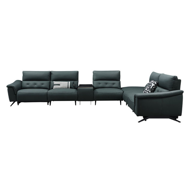 Luxury Genuine Italian design Full Leather power Recliner Living room villa furniture Lobby Modern sectional sofa