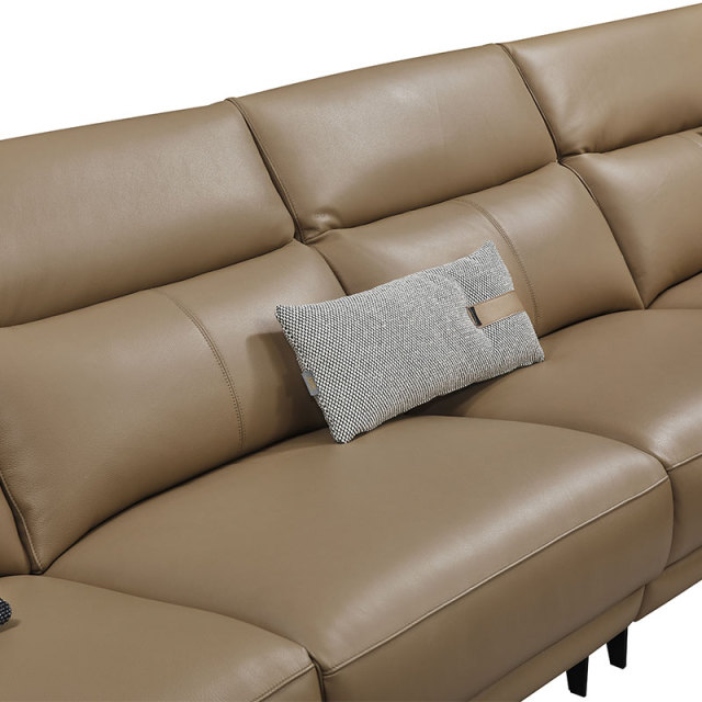 Luxury Genuine Italian design Full Leather power Recliner Living room villa furniture Lshape Modern sectional sofa