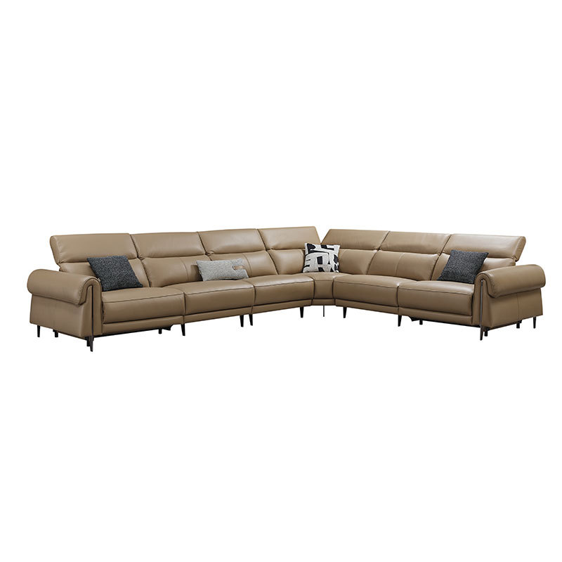 Luxury Genuine Italian design Full Leather power Recliner Living room villa furniture Lshape Modern sectional sofa