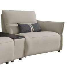 Luxury Italian design Full Genuine Leather power Recliner Living room villa furniture Modern sectional sofa with Stainless steel console