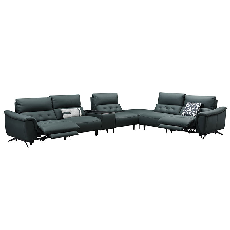 Luxury Genuine Italian design Full Leather power Recliner Living room villa furniture Lobby Modern sectional sofa