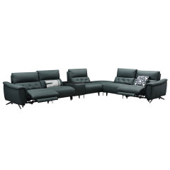 Luxury Genuine Italian design Full Leather power Recliner Living room villa furniture Lobby Modern sectional sofa