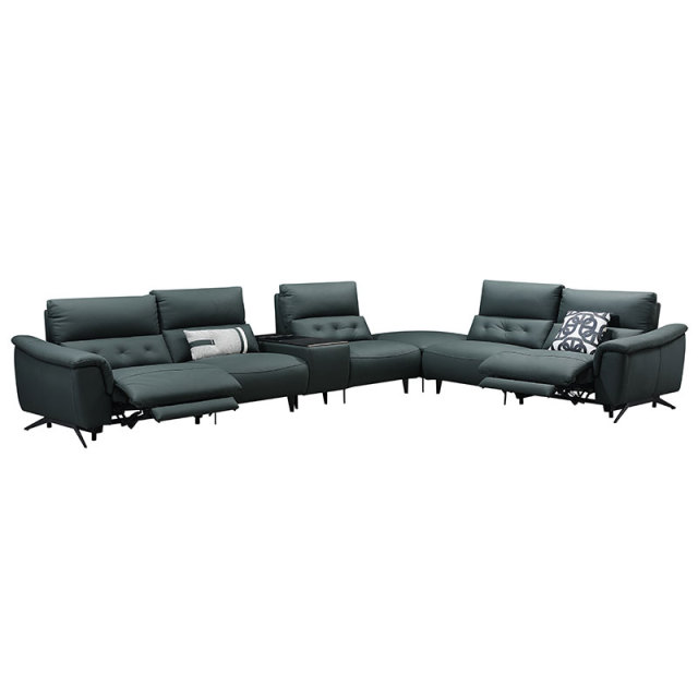 Luxury Genuine Italian design Full Leather power Recliner Living room villa furniture Lobby Modern sectional sofa