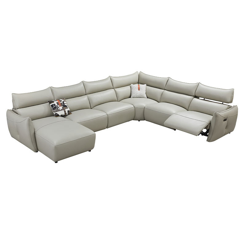 Luxury Genuine Italian design Full Leather power Recliner Living room villa furniture Lshape Modern sectional sofa