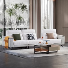 Luxury Italian style Living room sectional fabric power Reclinable sofa with Marble console