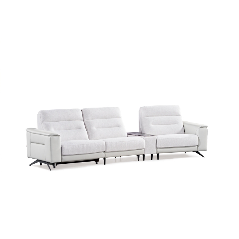 Luxury Italian style Living room sectional fabric power Reclinable sofa with Marble console