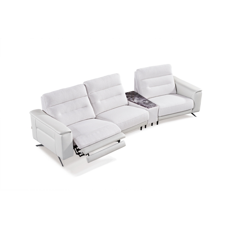 Luxury Italian style Living room sectional fabric power Reclinable sofa with Marble console