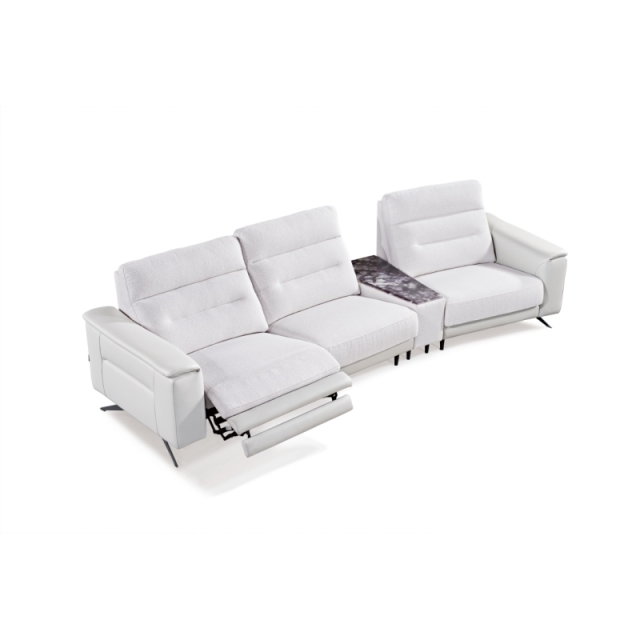 Luxury Italian style Living room sectional fabric power Reclinable sofa with Marble console