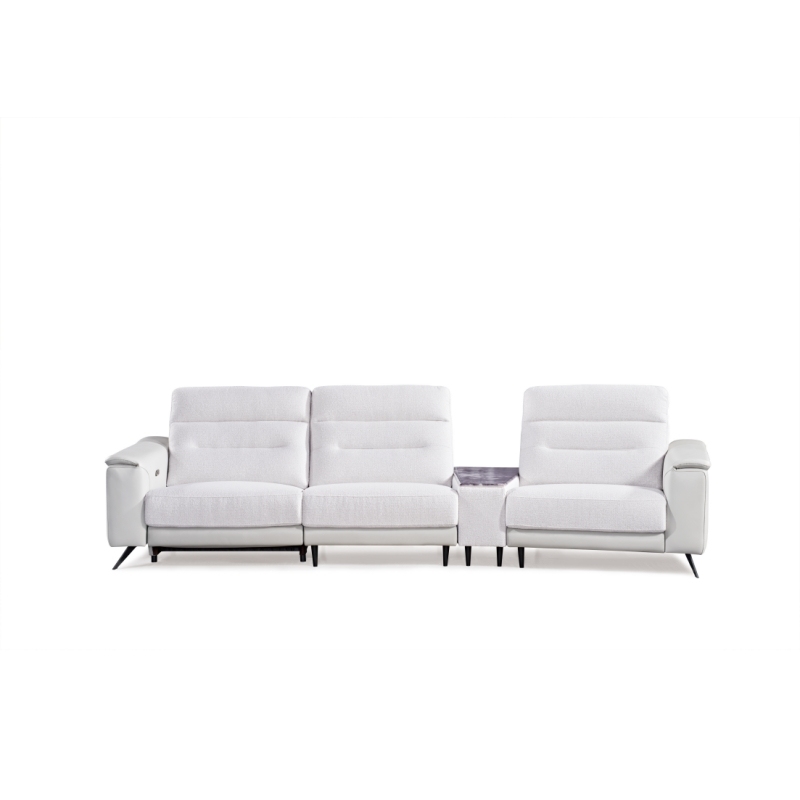 Luxury Italian style Living room sectional fabric power Reclinable sofa with Marble console