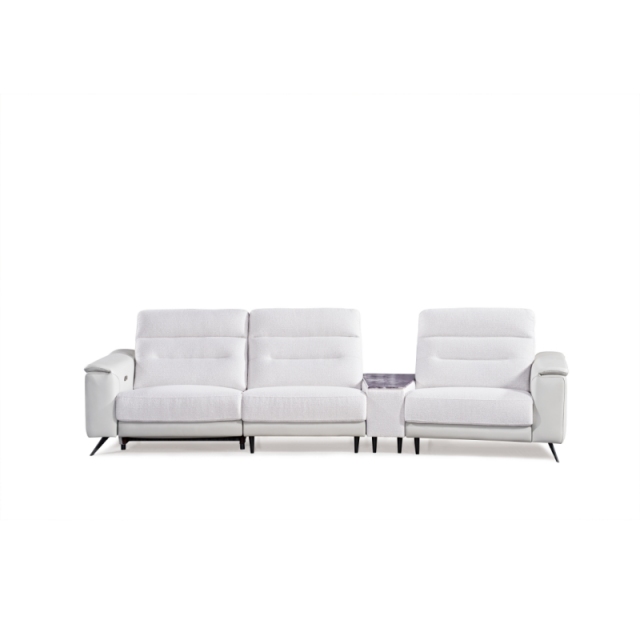 Luxury Italian style Living room sectional fabric power Reclinable sofa with Marble console