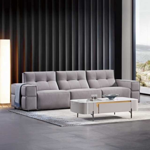 Luxury Italian style Living room furniture sectional power recliner Tech Leather sofa