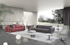 Modern smart leather sofa with high density sponge filling, made of solid wood frame, one button to control the angle of the sofa, leather sofa with its own usb charging port.