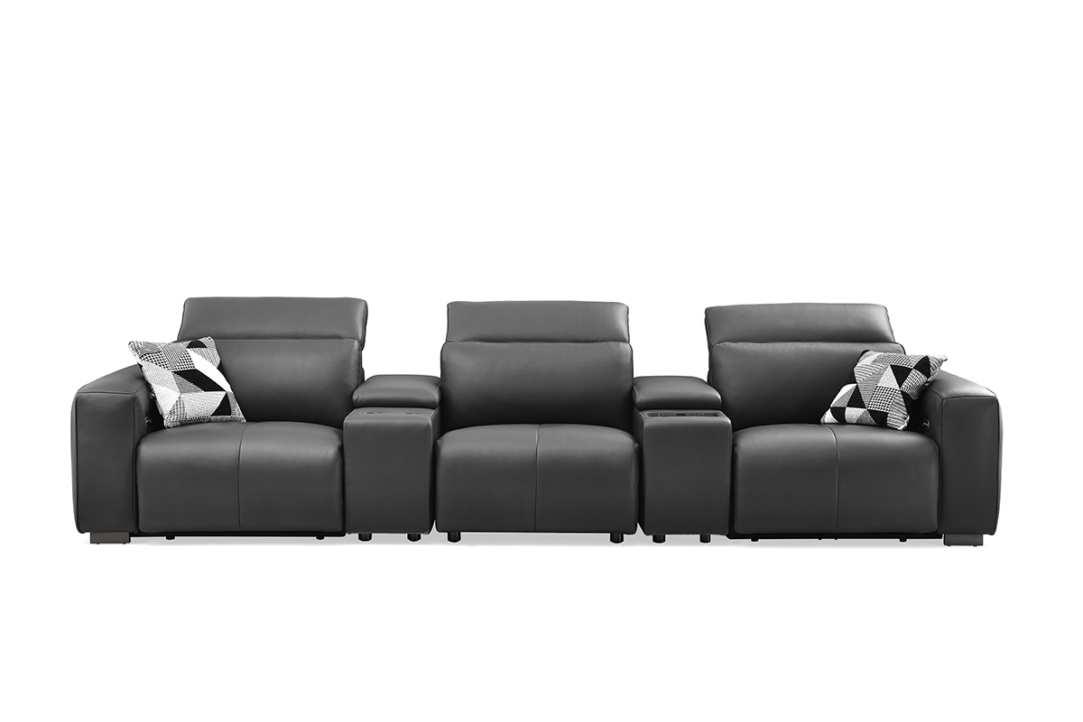Modern smart leather sofa with high density foam padding, self storage, one button to control the angle of the sofa, self usb charging port leather sofa.