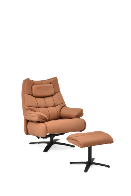 Manual Italian Single Chair, Gray, Manually control the angle of the chair, with footrest, high density sponge filling, not easy to deform, easy to clean, leather single chair.