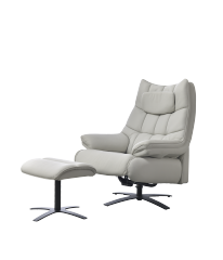 Manual single chair, gray and white, manually control the angle of the chair, high density sponge filling, not easy to deform, easy to clean, leather single chair.