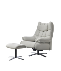 Manual single chair, gray and white, manually control the angle of the chair, high density sponge filling, not easy to deform, easy to clean, leather single chair.