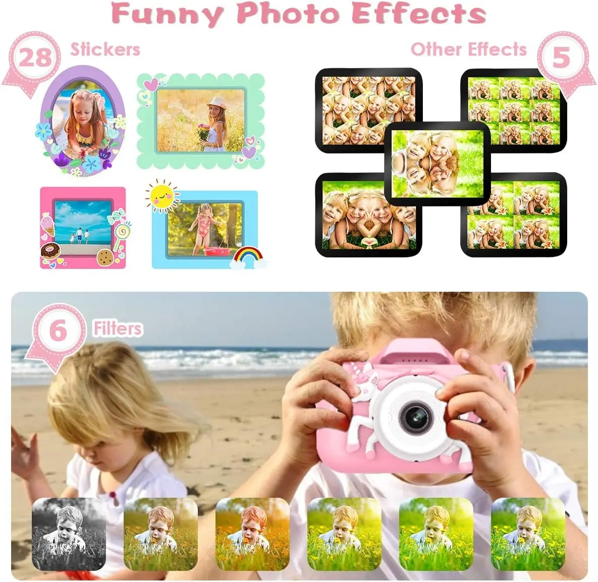 Jumon Cute Toys Horse Mini Digital Camera HD IPS Screen Cameras Toy Children Boys Girls Birthday Gifts Unicorn Kids Camera China Infant Baby Toys Manufacturers, Suppliers