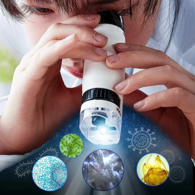 Jumon LED Light Biological Microscope 60X-120X Educational Toys Children Handheld Microscope China Infant Baby Toys Manufacturers, Suppliers