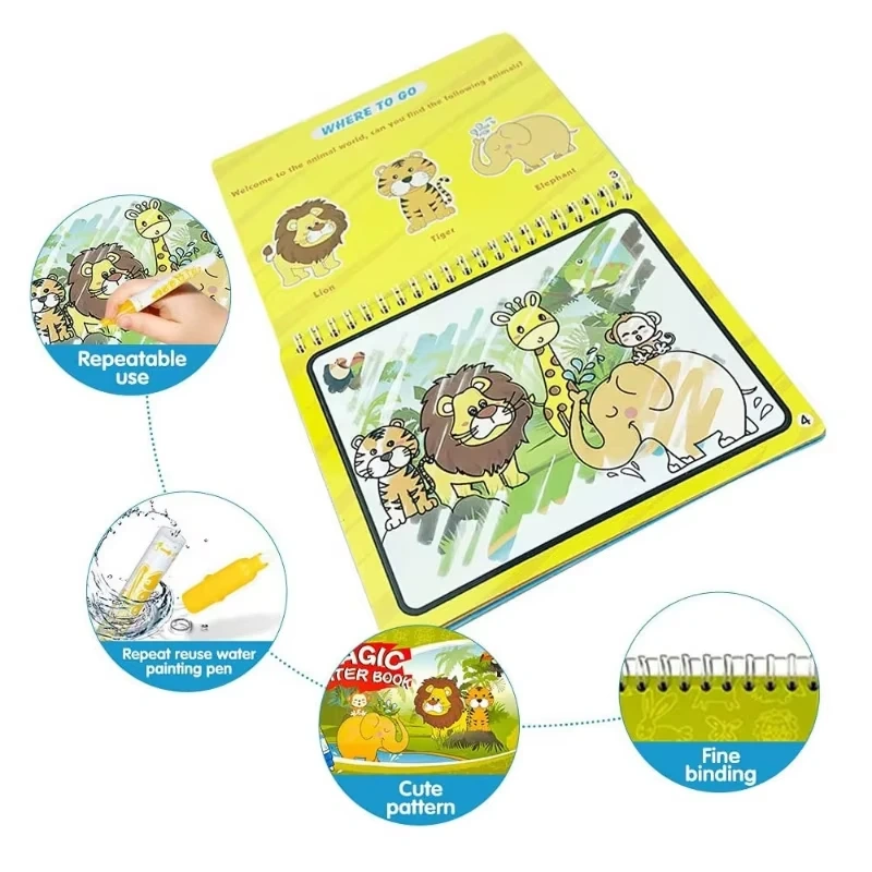 Jumon Wholesale Factory Price Custom Magic Doodle Book Drawing Coloring Books for Kids Magic Water Book with Pen China Infant Baby Toys Manufacturers, Suppliers
