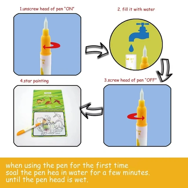 Jumon Wholesale Factory Price Custom Magic Doodle Book Drawing Coloring Books for Kids Magic Water Book with Pen China Infant Baby Toys Manufacturers, Suppliers
