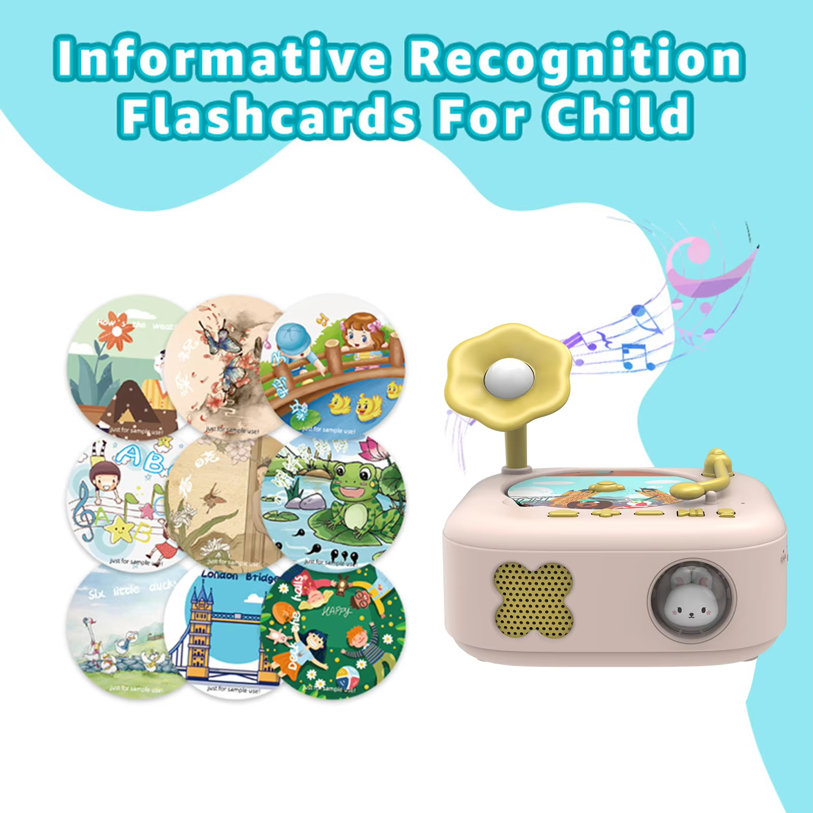 Jumon Kids Phonograph with 60 Learning Cards Toddle Story Music Player with Record Function Story Machine China Infant Baby Toys Manufacturers, Suppliers