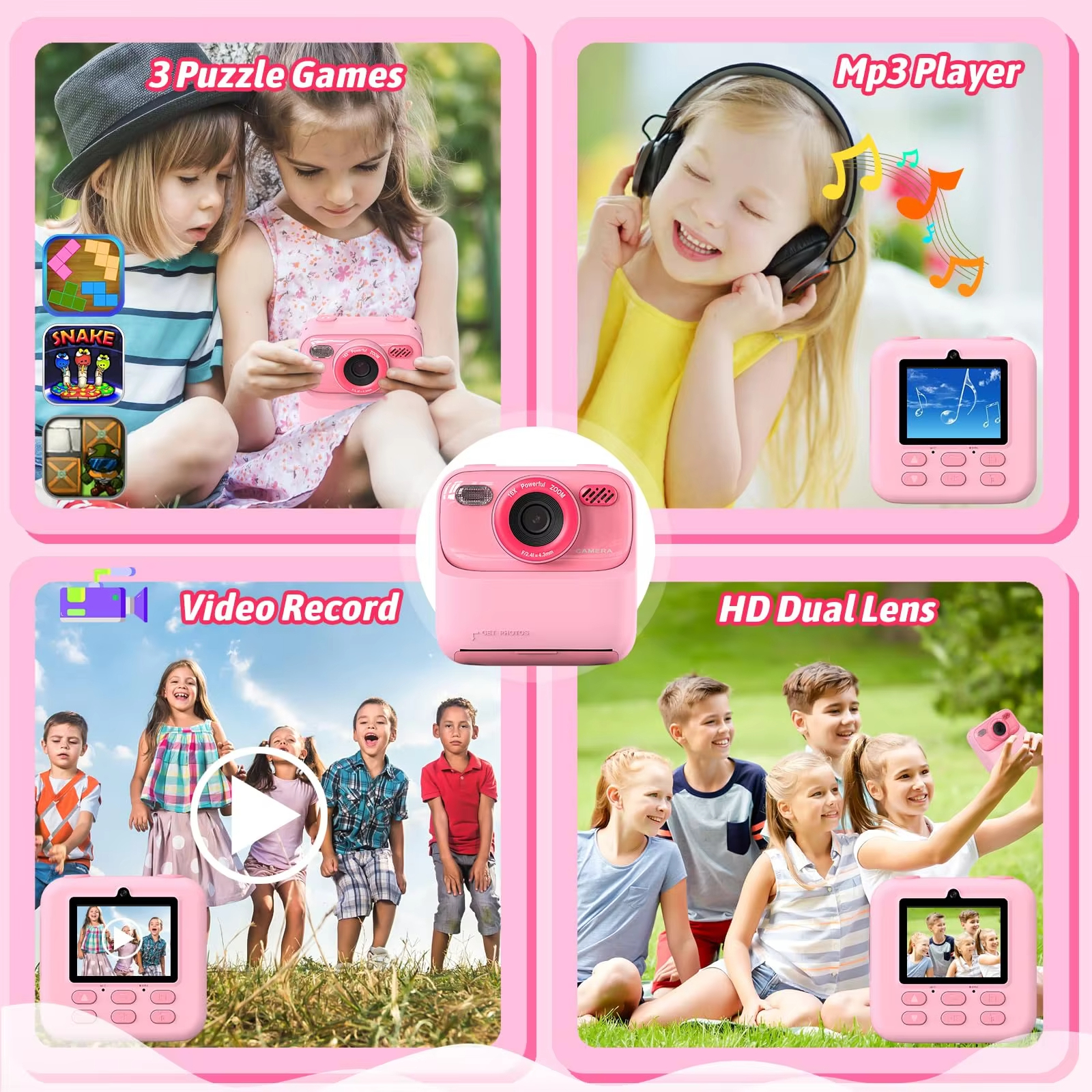 Jumon Kids Camera Instant 1080P HD Dual Lens Selfie Digital Camera for Girls Boys Christmas Birthday Gifts Toys China Infant Baby Toys Manufacturers, Suppliers