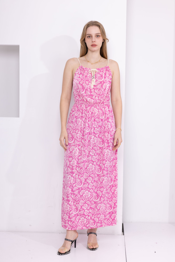 Women Summer Casual Loose Sleeveless Spaghetti Strap Beach Maxi Long Dress with Pockets