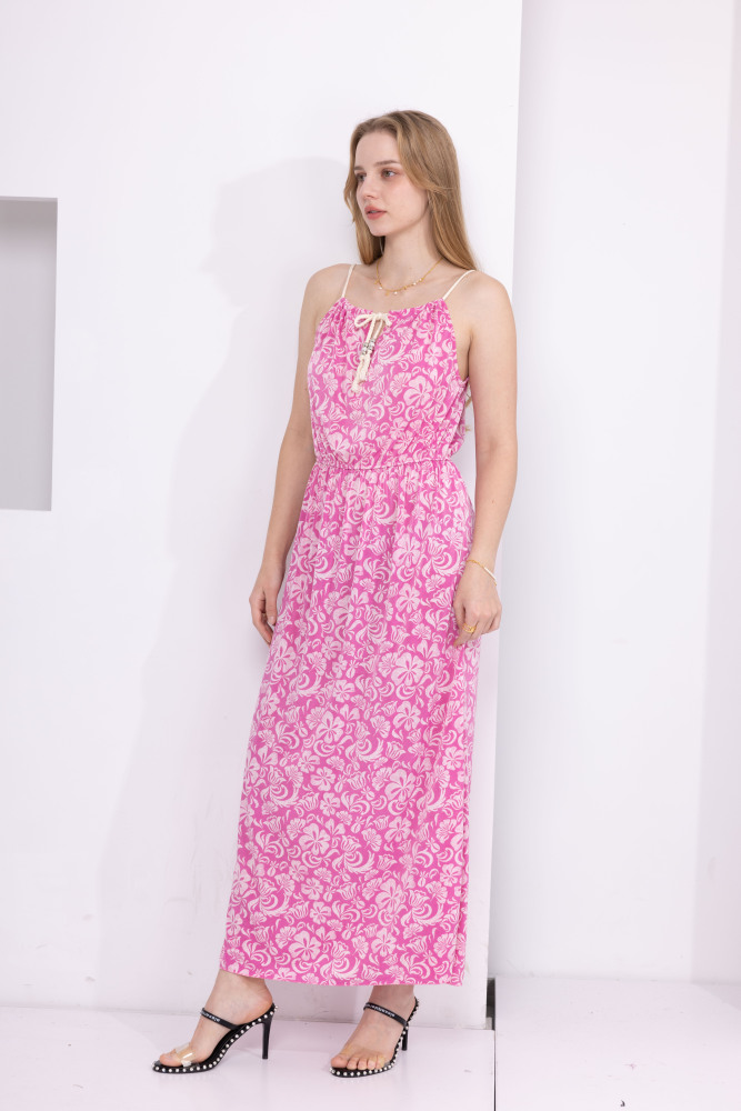 Women Summer Casual Loose Sleeveless Spaghetti Strap Beach Maxi Long Dress with Pockets