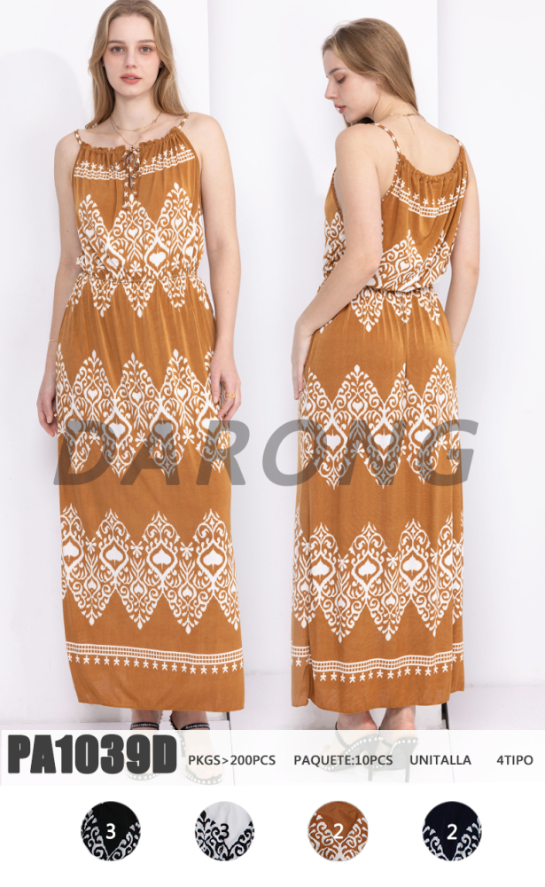 Women's plus size dress with printed twisted sleeveless long skirt, summer casual dress
