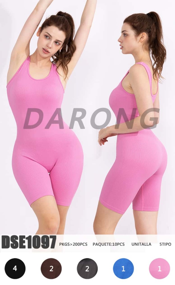 Ladies' fashionable pink one-piece yoga suit