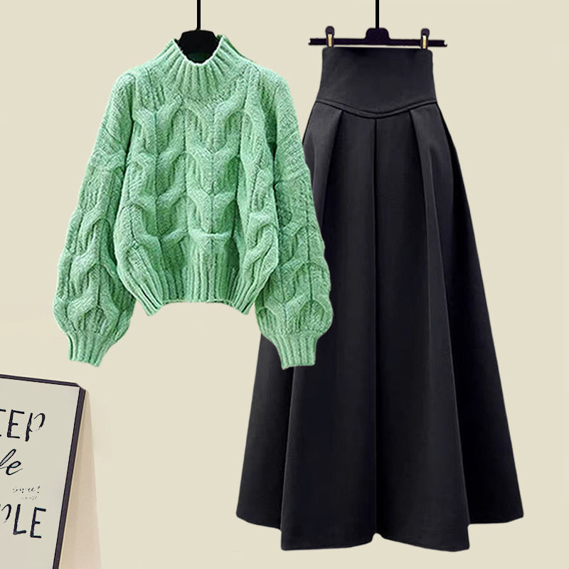 【単品売り】可愛いデザイン シンプル 合わせやすい セーター+Aライン スカート セットアップ