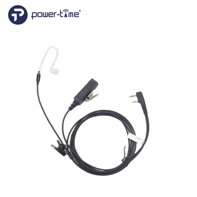 PTE-889 Two-Wire Acoustic Tube Surveillance Earpiece with Tiny Speaker & PTT