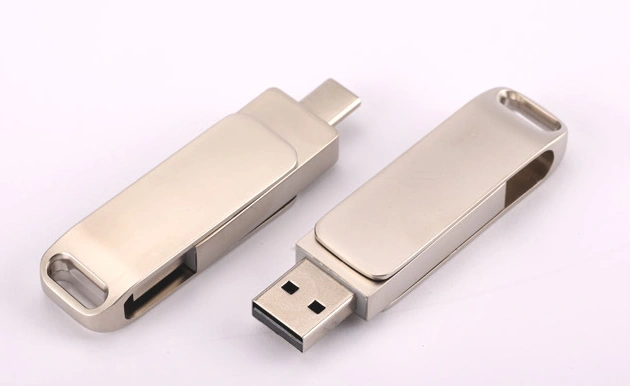 Usb Metal Shell Metal Shell Silver USB Driver Dual Ports USB 3.0 A and Type C Dual Ports
