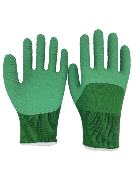 13 gauge green polyester with 3/4 latex wave crinkle coated