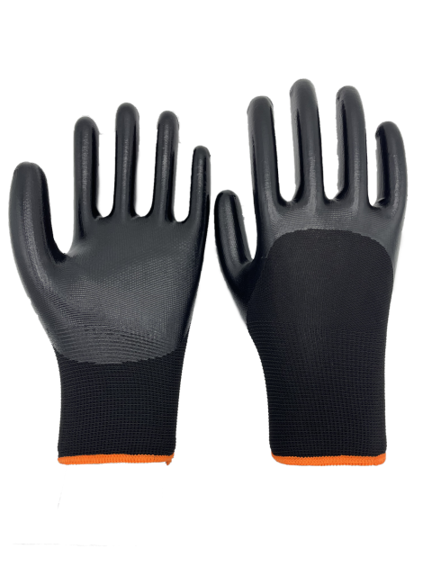 13G Black Polyester with 3/4 Nitrile Smooth