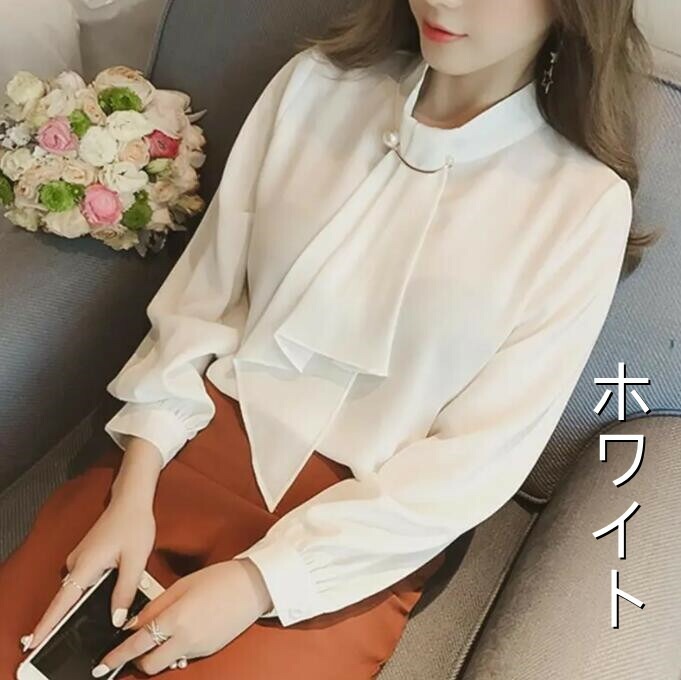 【送料無料】シャツ ブラウス レディース シフォン トップス ロングシャツ スキッパー 長袖 白 大きいサイズ ゆったり きれいめ おしゃれ 春 夏 秋 オフィス OL 通勤 フォーマル 着痩せ カジュアル 無地 韓国