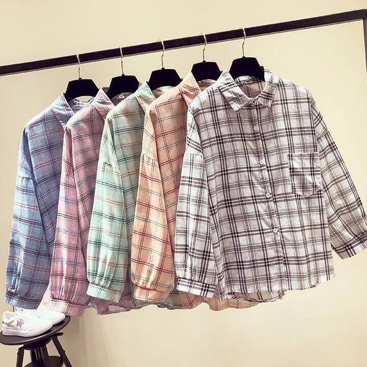 【送料無料】シャツ ブラウス チェックシャツ チェック柄 タータンチェック レディース トップス ロングシャツ 羽織 襟付き 長袖  7分袖 白 大きいサイズ ゆったり ドルマン きれいめ おしゃれ 春 夏 秋 冬 オフィス OL 通勤 フォーマル 着痩せ カジュアル