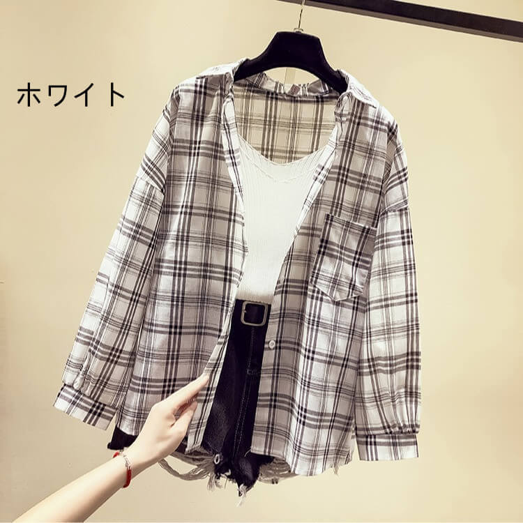 【送料無料】シャツ ブラウス チェックシャツ チェック柄 タータンチェック レディース トップス ロングシャツ 羽織 襟付き 長袖  7分袖 白 大きいサイズ ゆったり ドルマン きれいめ おしゃれ 春 夏 秋 冬 オフィス OL 通勤 フォーマル 着痩せ カジュアル