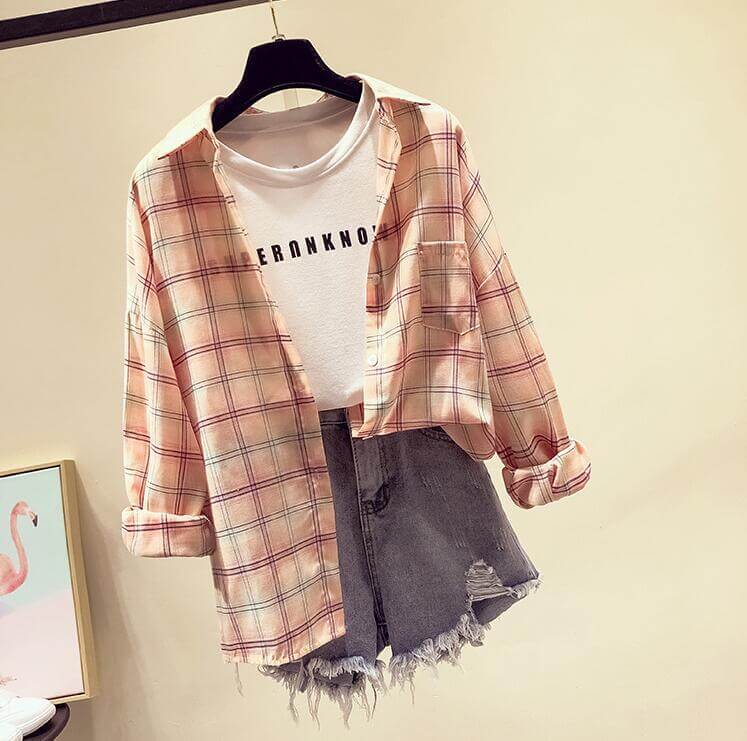 【送料無料】シャツ ブラウス チェックシャツ チェック柄 タータンチェック レディース トップス ロングシャツ 羽織 襟付き 長袖  7分袖 白 大きいサイズ ゆったり ドルマン きれいめ おしゃれ 春 夏 秋 冬 オフィス OL 通勤 フォーマル 着痩せ カジュアル