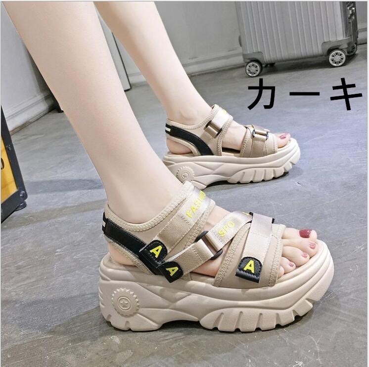 【送料無料】スポーツサンダル 厚底 レディース 厚底サンダル コンフォート サンダル ビーチサンダル  6cm 軽量 レディース  厚底靴 靴 ベルクロ スニーカー スポーツ 歩きやすい アウトドア 美脚効果 カジュアル サンダル シューズ スポサン