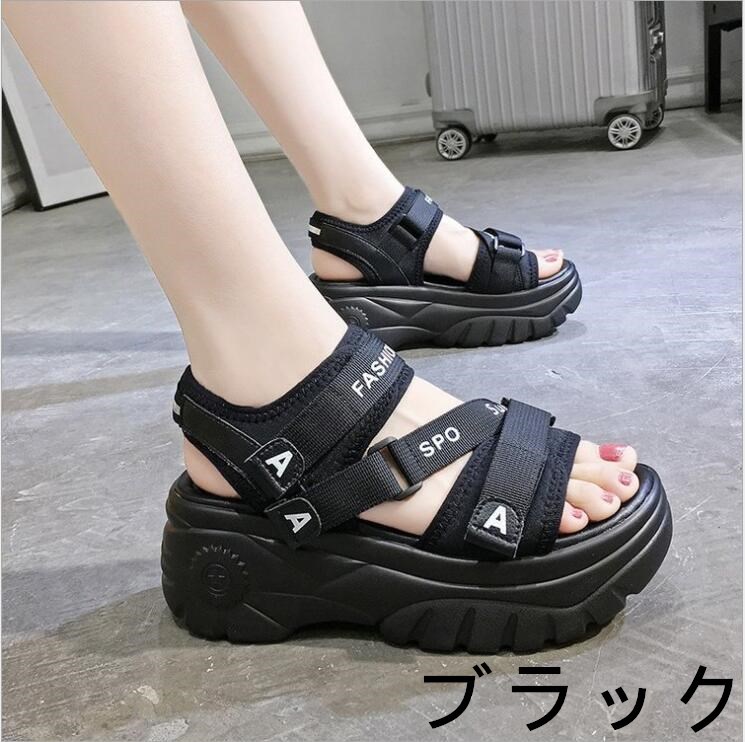 【送料無料】スポーツサンダル 厚底 レディース 厚底サンダル コンフォート サンダル ビーチサンダル  6cm 軽量 レディース  厚底靴 靴 ベルクロ スニーカー スポーツ 歩きやすい アウトドア 美脚効果 カジュアル サンダル シューズ スポサン