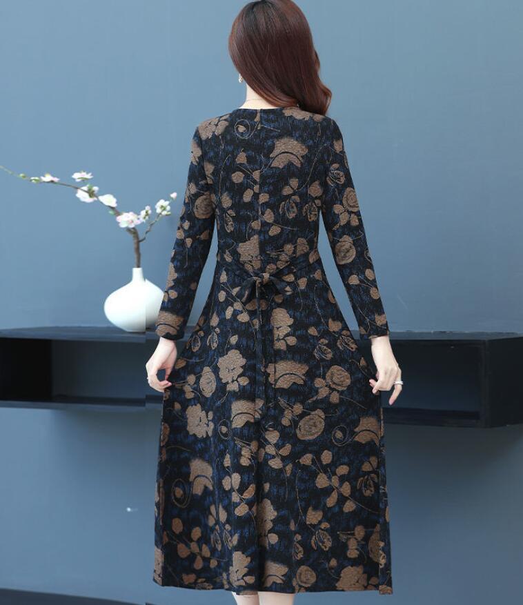 【送料無料】ワンピース レディース ロングワンピース Vネック 花柄 総柄 ロング Aライン フレアワンピース 大人 上品 春 秋 冬 ワンピ 七分袖 長袖 大きいサイズ フォーマル 結婚式 パーティー ドレス 発表会 カジュアル オフィス OL 通勤 かわいい 可愛い