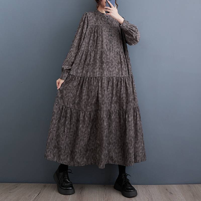 【送料無料】ワンピース ティアードワンピース 秋冬 レディース ロングワンピース ロング丈 マキシ丈 フレア きれいめ Aライン 大人 カジュアル  ワンピ 長袖 大きいサイズ 体型カバー ゆったり ナチュラル シンプル 無地