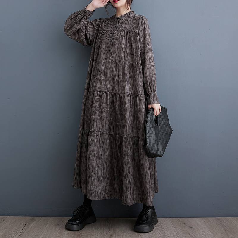 【送料無料】ワンピース ティアードワンピース 秋冬 レディース ロングワンピース ロング丈 マキシ丈 フレア きれいめ Aライン 大人 カジュアル  ワンピ 長袖 大きいサイズ 体型カバー ゆったり ナチュラル シンプル 無地