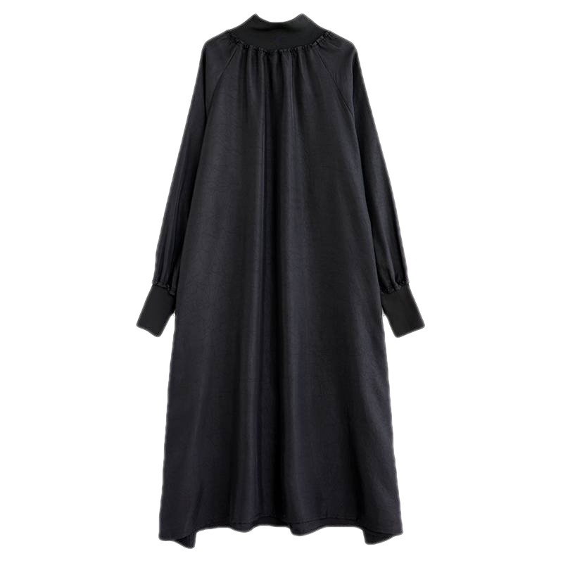【送料無料】ワンピース 秋冬 レディース ロングワンピース ロング丈 マキシ丈 フレア きれいめ Aライン 大人 カジュアル  切り替え 袖口リブ ワンピ 長袖 大きいサイズ 体型カバー ゆったり ナチュラル シンプル  ハイネック 無地