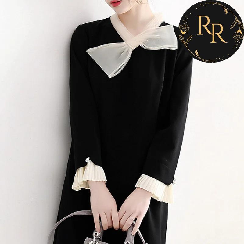 【送料無料】 rrstyle レディース フレア袖 リボンカラー ファッション フェミニン 切り替え ギャザー 膝上 セレブリティ カジュアルワンピース